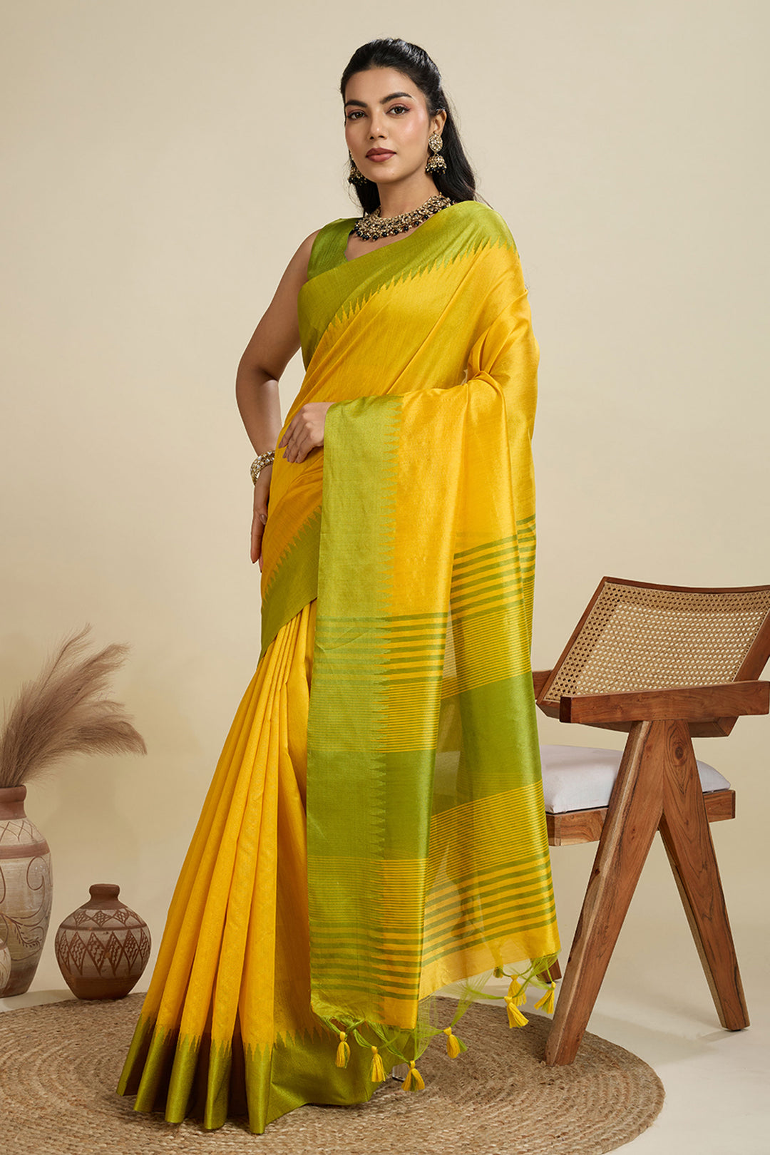 Trendy Yellow Color Festive Wear Art Silk Saree | Buy Online India