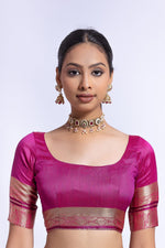 Load image into Gallery viewer, Pink Color Meenakari Zari Weaving Work Function Wear Raw Silk Saree
