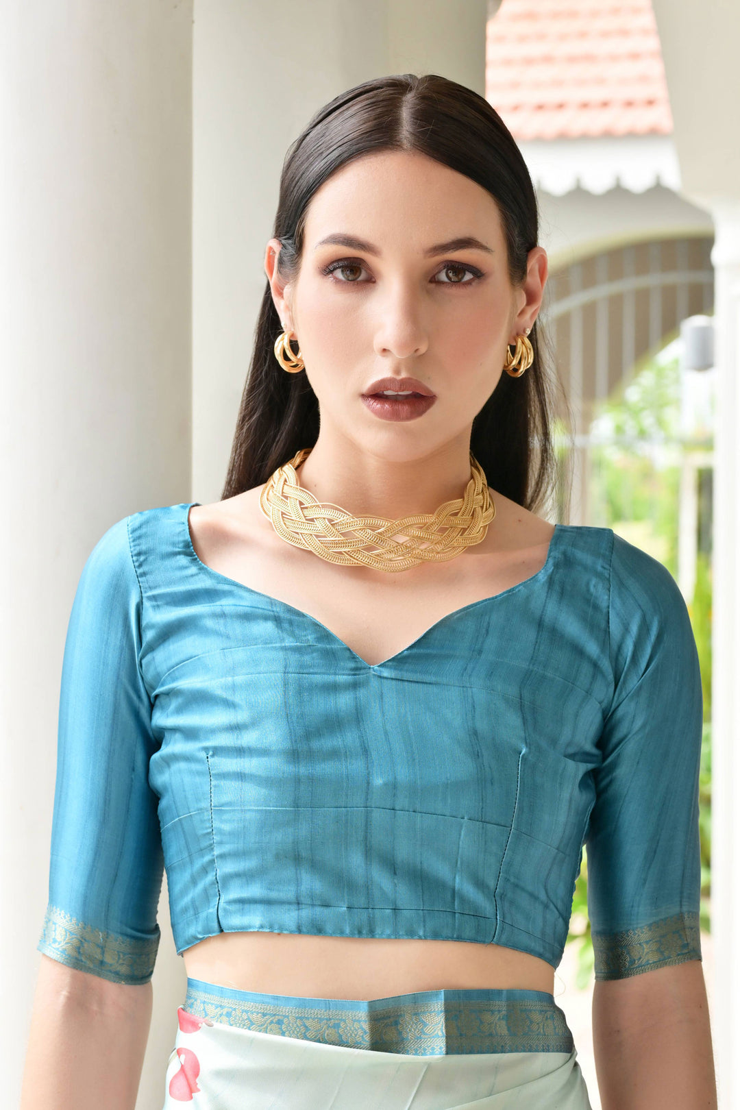 Trendy Cyan Color Satin Silk Fabric Floral Printed Saree | Buy Online India