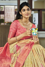 Load image into Gallery viewer, Embellished Beige Color Handloom Silk Printed Saree
