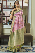 Load image into Gallery viewer, Pink Color Fascinating Handloom Silk Printed Saree
