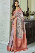 Load image into Gallery viewer, Phenomenal Lavender Color Handloom Silk Printed Saree
