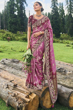 Load image into Gallery viewer, Vaishnavi Andhale Pink Color Border Work Brilliant Wedding Wear Dola Silk Saree

