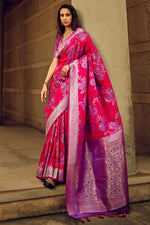 Load image into Gallery viewer, Brasso Fabric Function Wear Pink Color Stylish Look Saree
