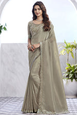 Load image into Gallery viewer, Cream Color Art Silk Fabric Engaging Saree With Border Work
