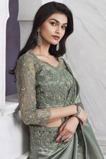 Load image into Gallery viewer, Tempting Art Silk Fabric Sea Green Color Saree With Border Work
