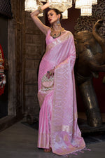 Load image into Gallery viewer, Pink Color Weaving Work On Satin Silk Fabric Stunning Saree

