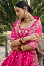 Load image into Gallery viewer, Pink Color Banarasi Silk Fabric Special Lehenga With Jacquard Work
