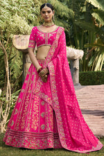 Load image into Gallery viewer, Pink Color Banarasi Silk Fabric Special Lehenga With Jacquard Work
