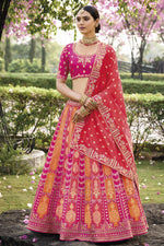 Load image into Gallery viewer, Jacquard Work On Banarasi Silk Fabric Bewitching Lehenga In Multi Color
