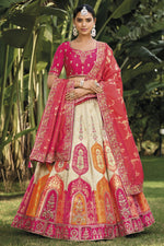 Load image into Gallery viewer, Banarasi Silk Fabric Off White Color Riveting Lehenga With Jacquard Work
