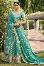 Load image into Gallery viewer, Jacquard Work On Sea Green Color Banarasi Silk Fabric Princely Lehenga
