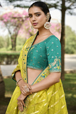 Load image into Gallery viewer, Banarasi Silk Fabric Yellow Color Patterned Lehenga With Jacquard Work

