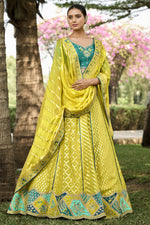 Load image into Gallery viewer, Banarasi Silk Fabric Yellow Color Patterned Lehenga With Jacquard Work
