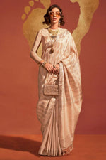 Load image into Gallery viewer, Beige Color Charismatic Viscose Handloom Weaving Silk Saree
