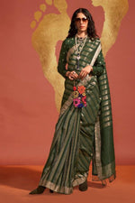 Load image into Gallery viewer, Fashionable Green Color Viscose Handloom Weaving Silk Saree
