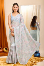 Load image into Gallery viewer, Attractive Georgette Fabric Light Cyan Color Saree With Sequins Work
