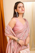 Load image into Gallery viewer, Georgette Fabric Sequins Work On Pink Color Amazing Saree
