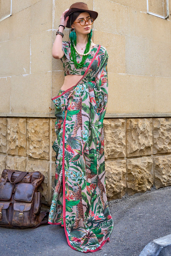 Art Silk Fabric Multi Color Excellent Saree With Printed Work