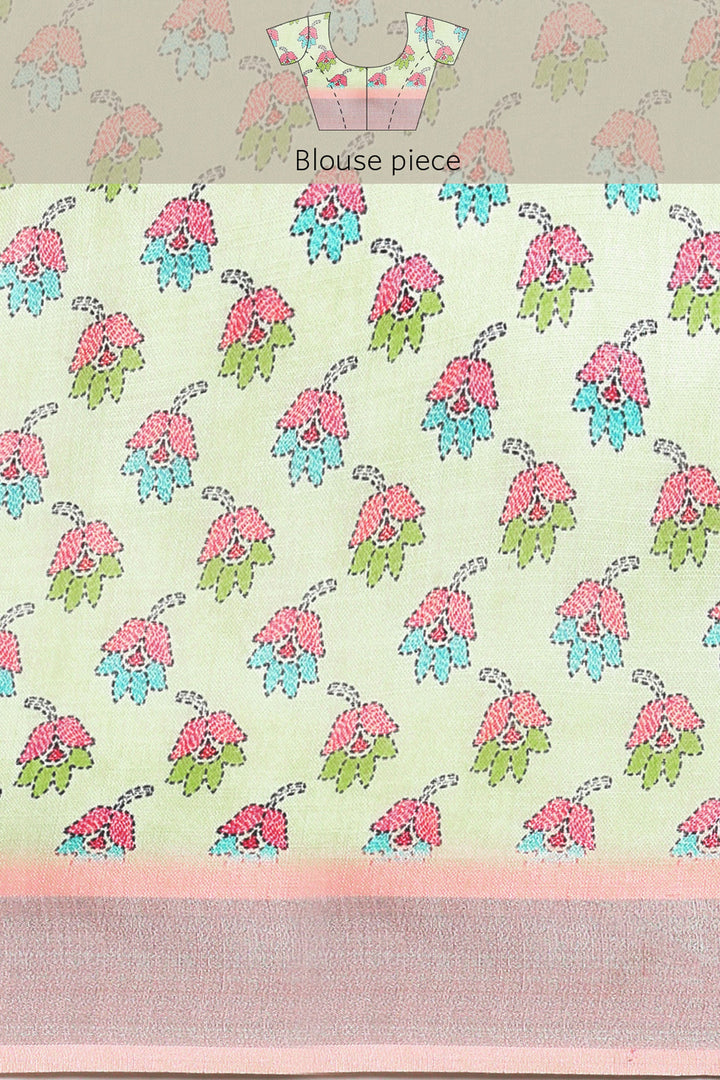 Casual Wear Imposing Printed Linen Saree In Multi Color