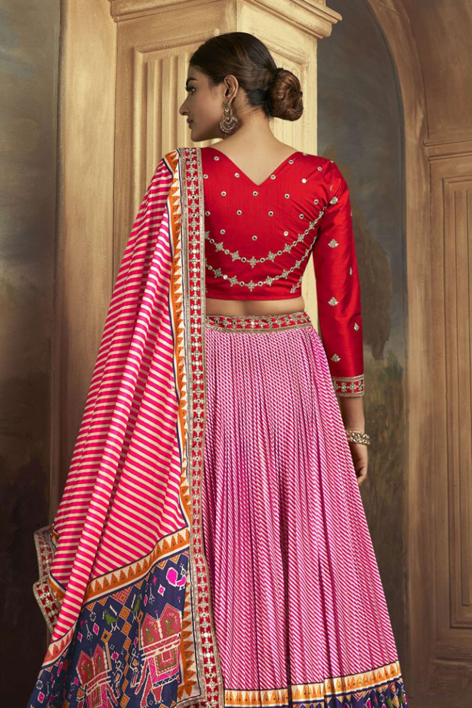 Pink Color Glorious Patola Printed Gaji Silk Lehenga