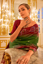 Load image into Gallery viewer, Weaving Work Olive Color Supreme Banarasi Silk Saree
