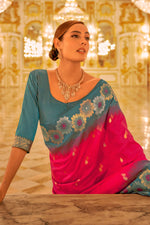 Load image into Gallery viewer, Weaving Work Rani Color Bright Banarasi Silk Saree
