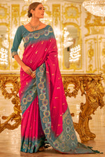 Load image into Gallery viewer, Weaving Work Rani Color Bright Banarasi Silk Saree

