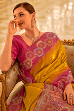 Load image into Gallery viewer, Mustard Color Weaving Work Elegant Banarasi Silk Saree
