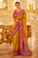 Load image into Gallery viewer, Mustard Color Weaving Work Elegant Banarasi Silk Saree
