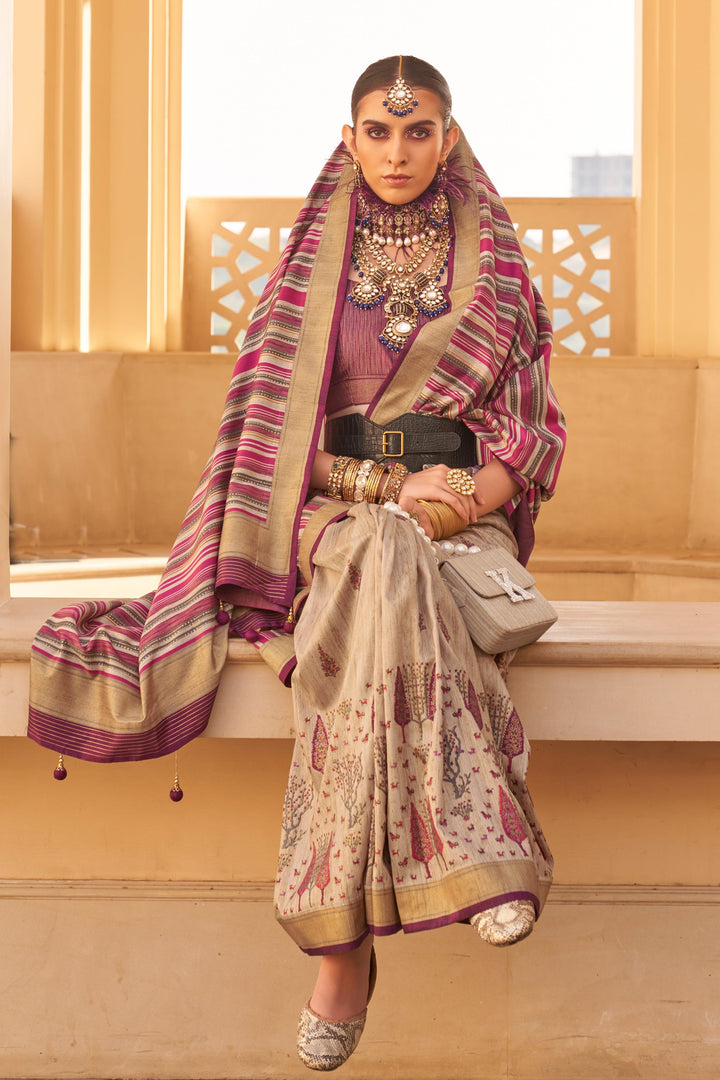 Magenta Color Art Silk Fabric Function Wear Luminous Saree