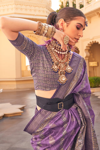 Art Silk Fabric Function Wear Wondrous Saree In Purple Color