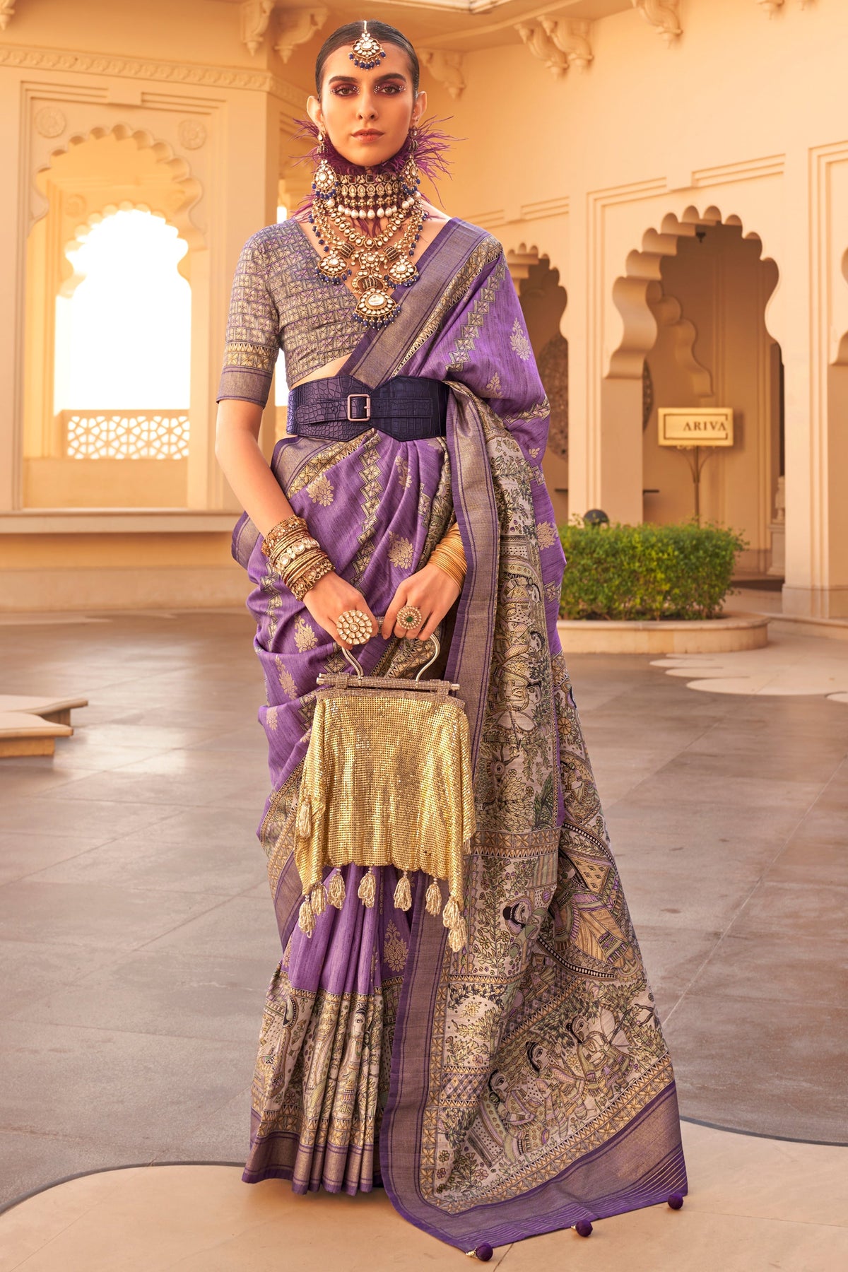 Art Silk Fabric Function Wear Wondrous Saree In Purple Color