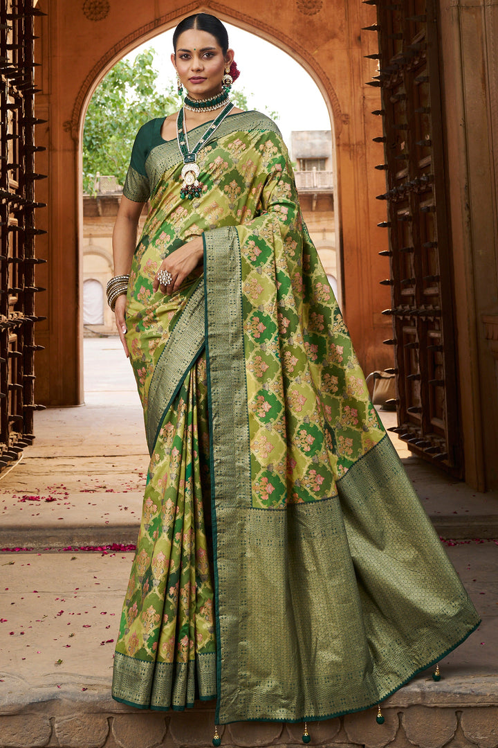 Embellished Green Color Weaving Designs Art Silk Saree | Buy Online India