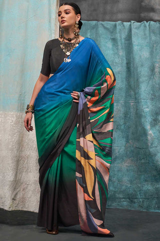 Soothing Printed Crepe Fabric Saree In Multi Color