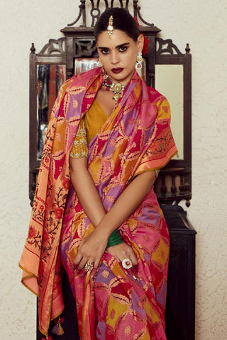 Blazing Multi Color Weaving Work Brasso Fabric Saree