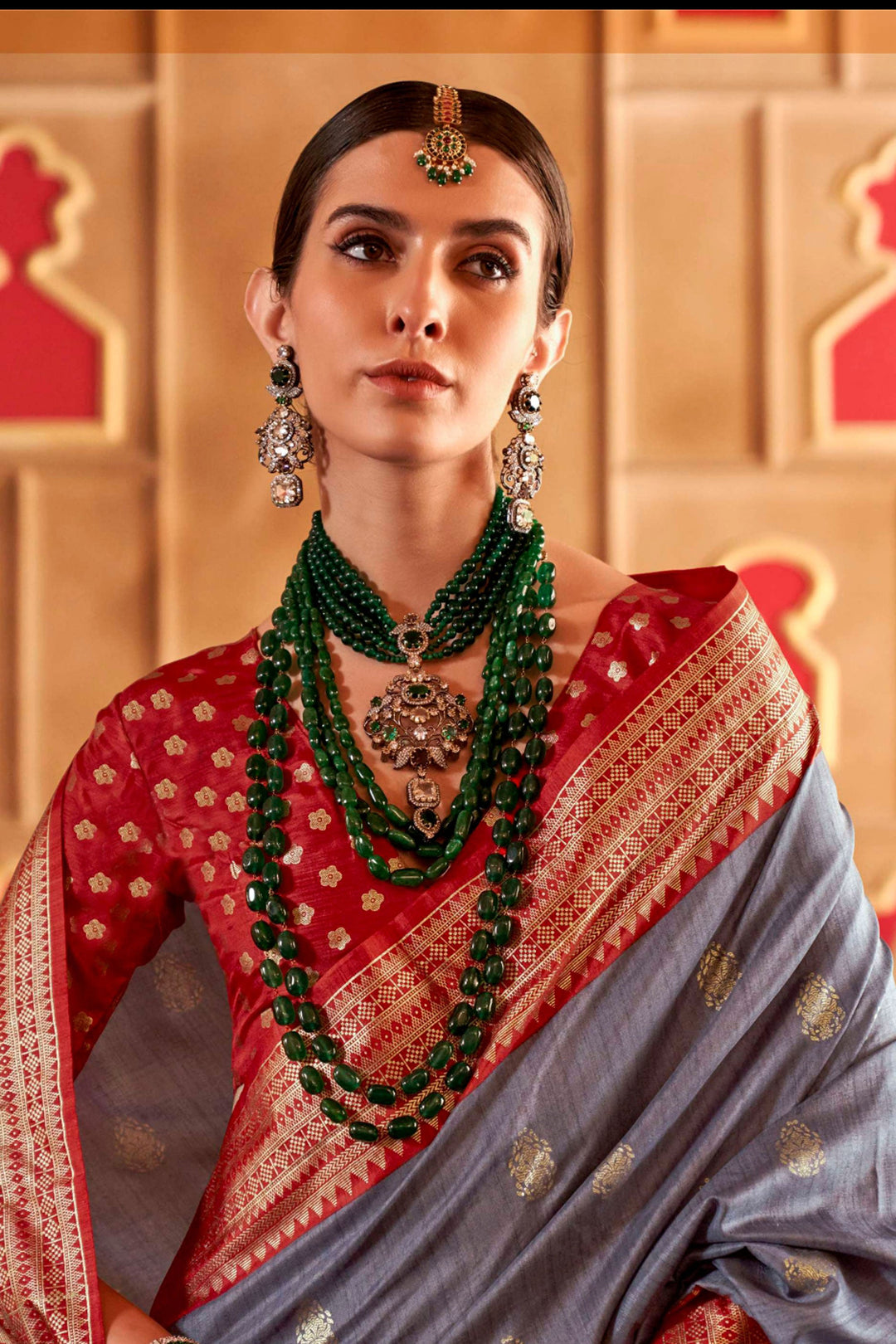 Grey Color Art Silk Fabric Engaging Patola Printed Saree | Buy Online India