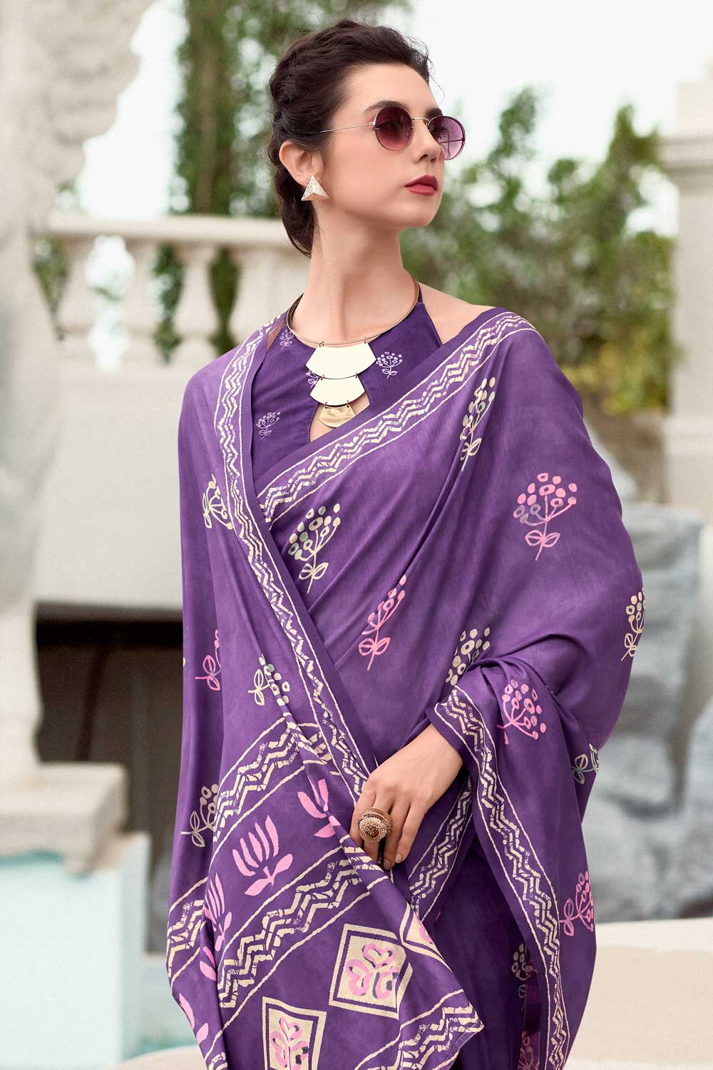 Trendy Art Silk Fabric Purple Color Saree In Casual Wear | Buy Online India