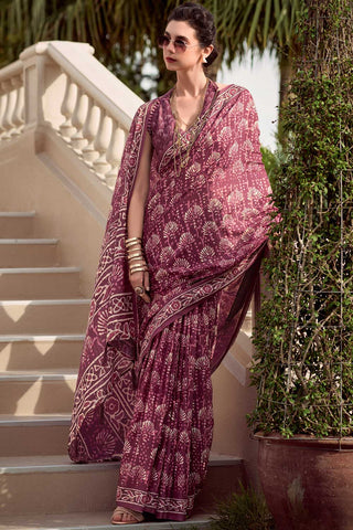 Marvellous Casual Wear Art Silk Fabric Saree In Wine Color