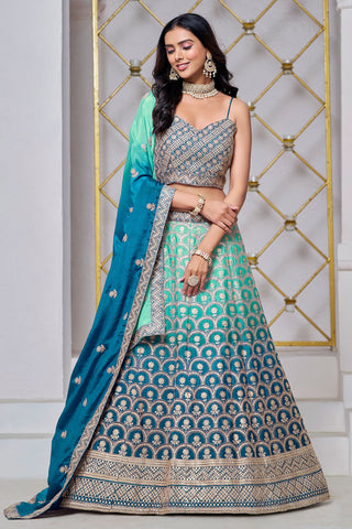 Gleaming Teal Designer Lehenga Choli