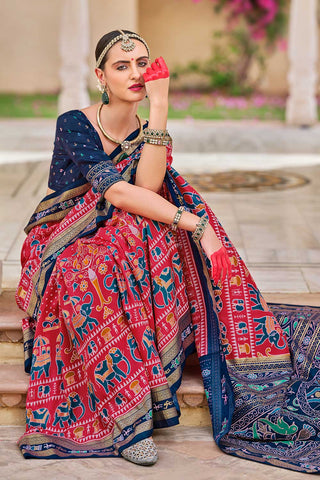 Red Color Glamorous Art Silk Printed Saree