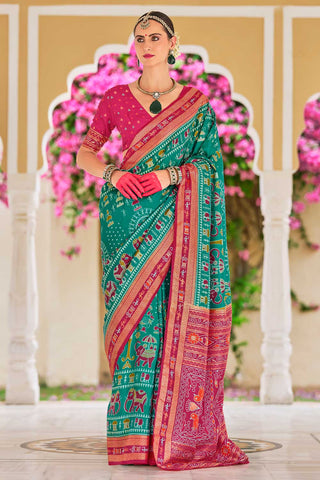 Alluring Green Color Art Silk Printed Saree