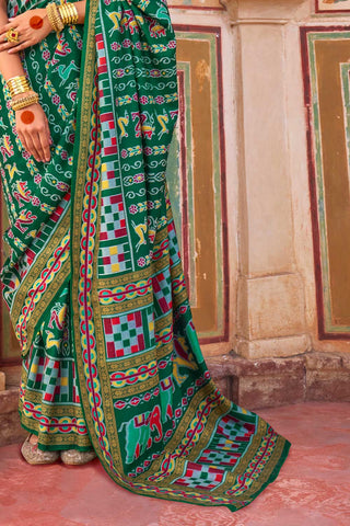 Green Color Pleasant Art Silk Printed Saree