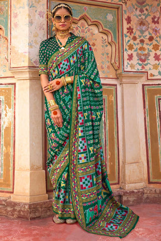 Green Color Pleasant Art Silk Printed Saree