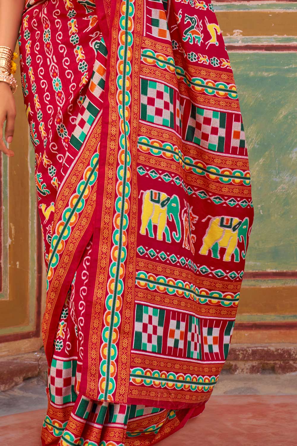 Red Color Brilliant Art Silk Printed Saree