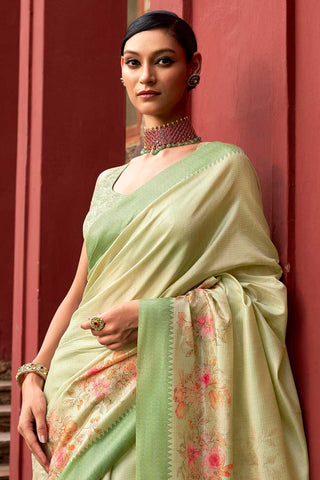 Art Silk Fabric Sea Green Color Patterned Floral Printed Saree