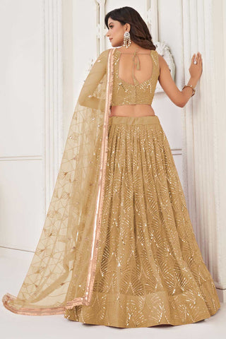 Net Fabric Beige Color Beatific Look Lehenga