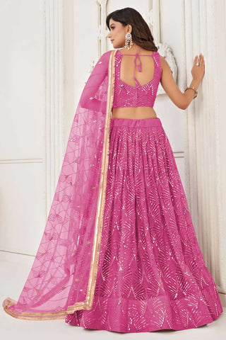 Fabulous Net Fabric Pink Color Lehenga