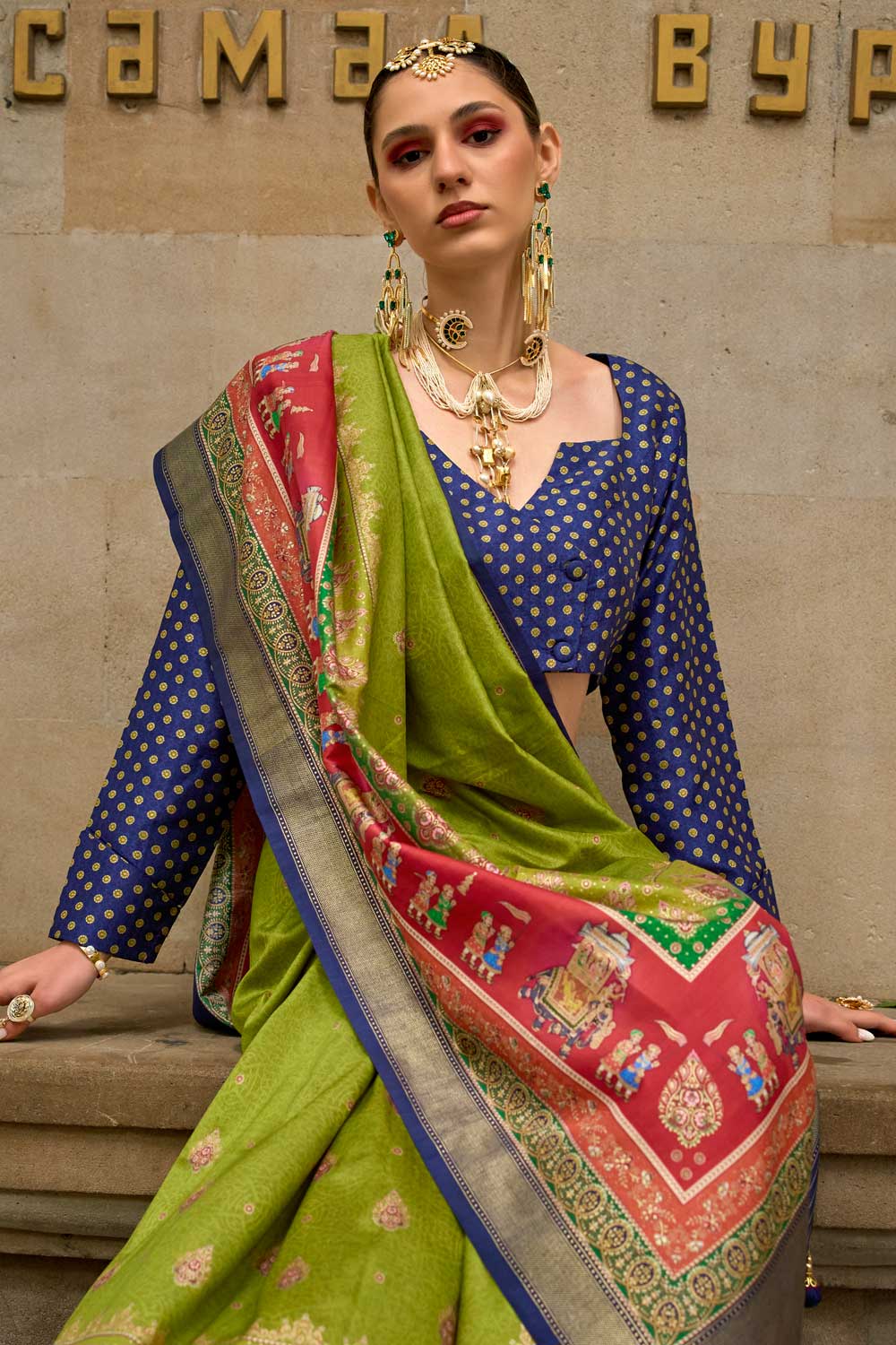 Excellent Viscose Fabric Green Color Printed Saree