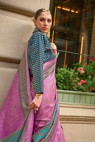 Engaging Pink Color Viscose Fabric Printed Saree